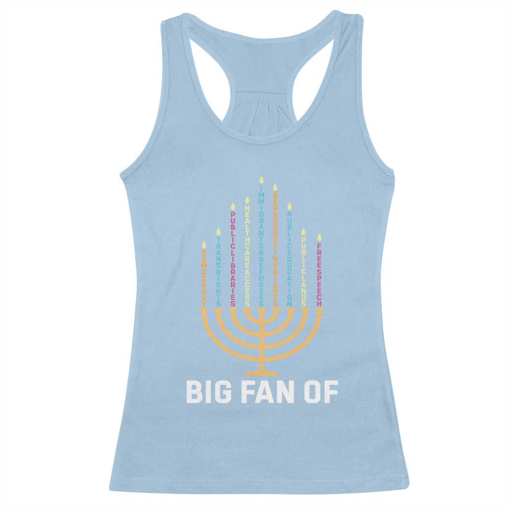 Hanukkah Human Rights Racerback Tank Top Big Fan Of Democracy Immigrants And Refugees TS11 Light Blue Print Your Wear
