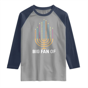 Hanukkah Human Rights Raglan Shirt Big Fan Of Democracy Immigrants And Refugees TS11 Sport Gray Navy Print Your Wear