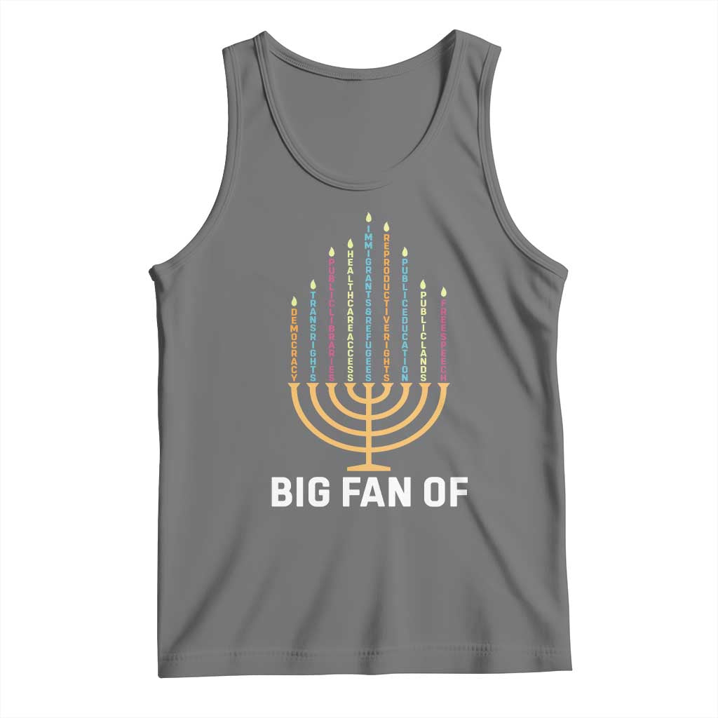 Hanukkah Human Rights Tank Top Big Fan Of Democracy Immigrants And Refugees TS11 Black Heather Print Your Wear