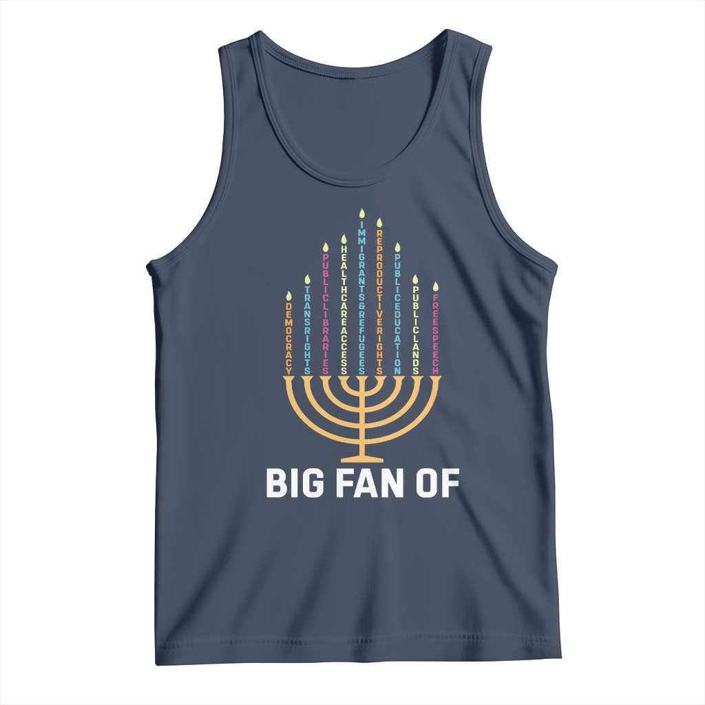 Hanukkah Human Rights Tank Top Big Fan Of Democracy Immigrants And Refugees TS11 Navy Print Your Wear