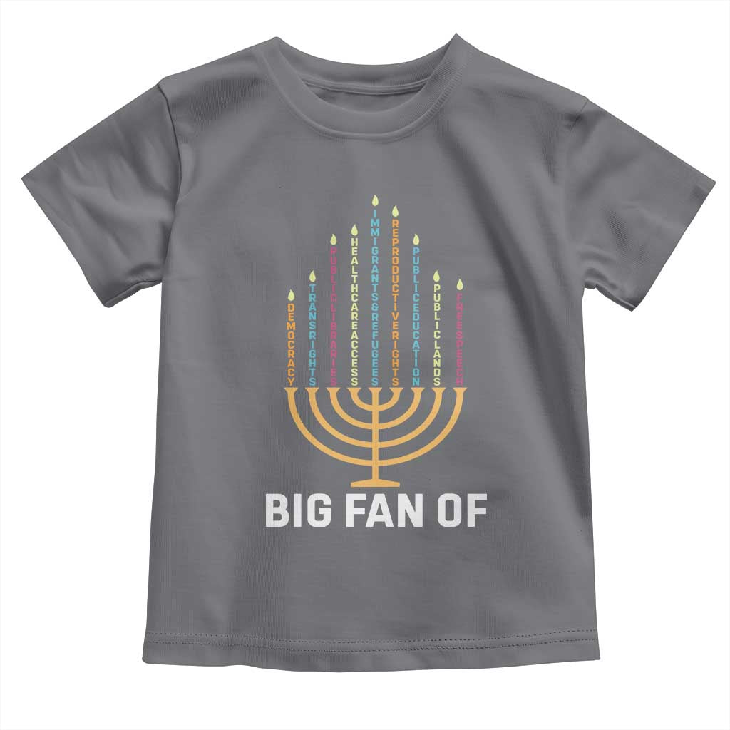 Hanukkah Human Rights Toddler T Shirt Big Fan Of Democracy Immigrants And Refugees TS11 Charcoal Print Your Wear