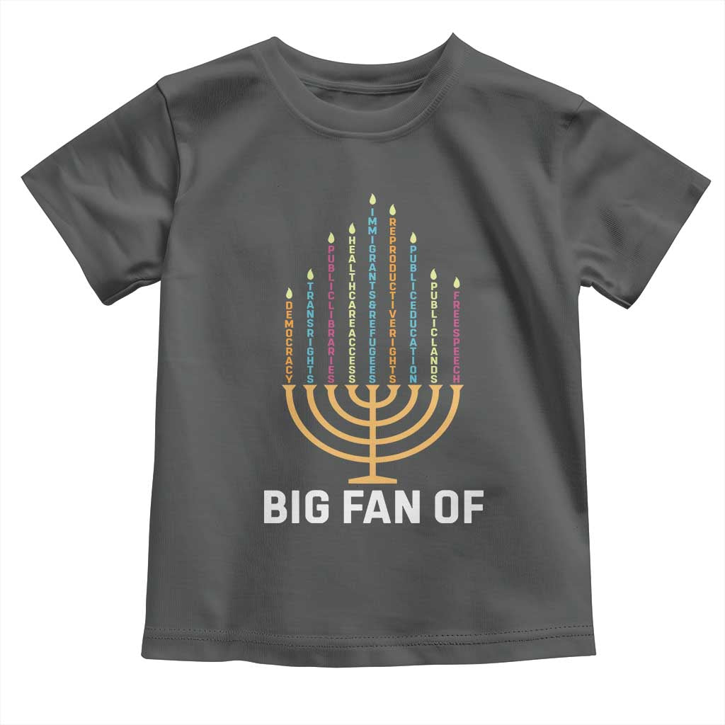 Hanukkah Human Rights Toddler T Shirt Big Fan Of Democracy Immigrants And Refugees TS11 Dark Heather Print Your Wear