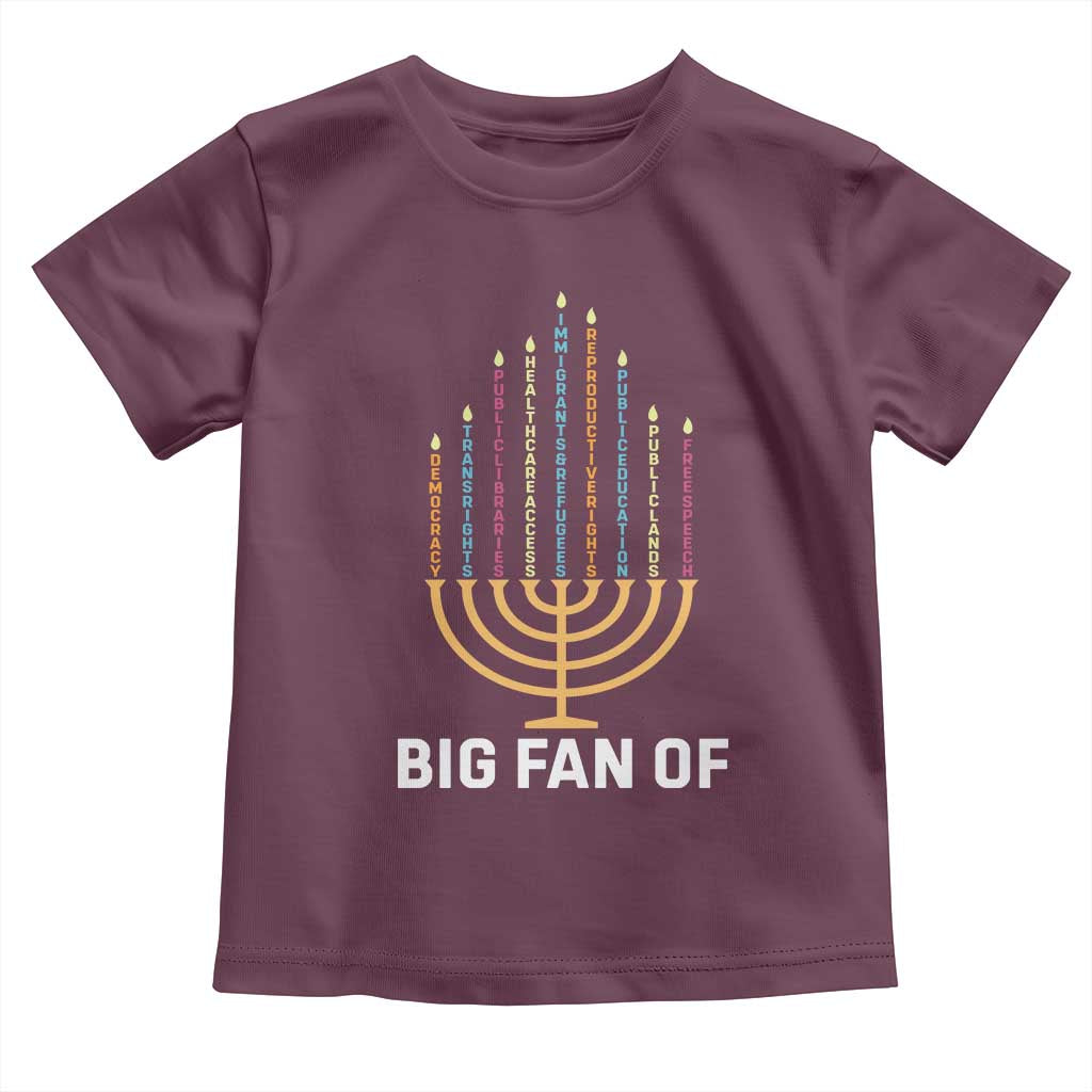 Hanukkah Human Rights Toddler T Shirt Big Fan Of Democracy Immigrants And Refugees TS11 Maroon Print Your Wear