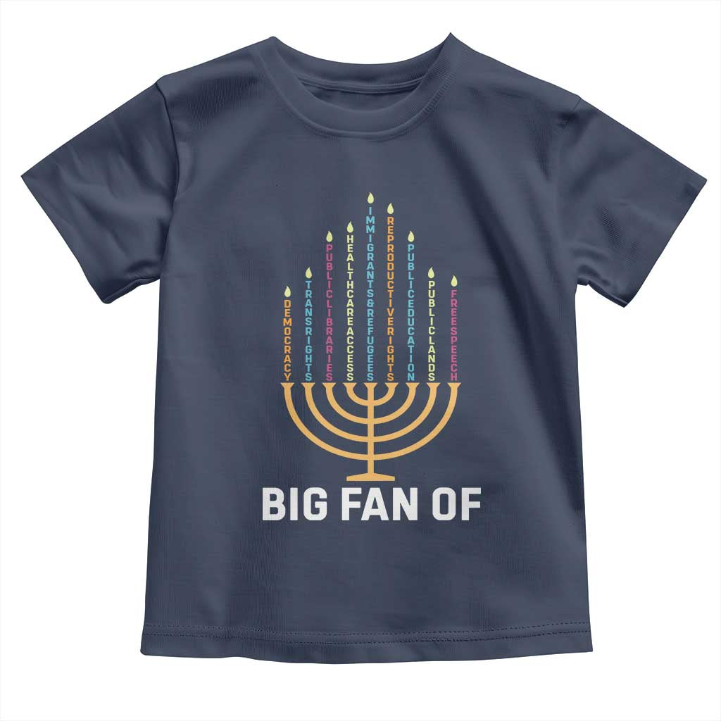 Hanukkah Human Rights Toddler T Shirt Big Fan Of Democracy Immigrants And Refugees TS11 Navy Print Your Wear