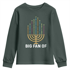 Hanukkah Human Rights Youth Sweatshirt Big Fan Of Democracy Immigrants And Refugees TS11 Dark Forest Green Print Your Wear