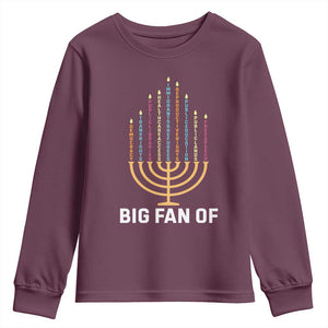 Hanukkah Human Rights Youth Sweatshirt Big Fan Of Democracy Immigrants And Refugees TS11 Maroon Print Your Wear