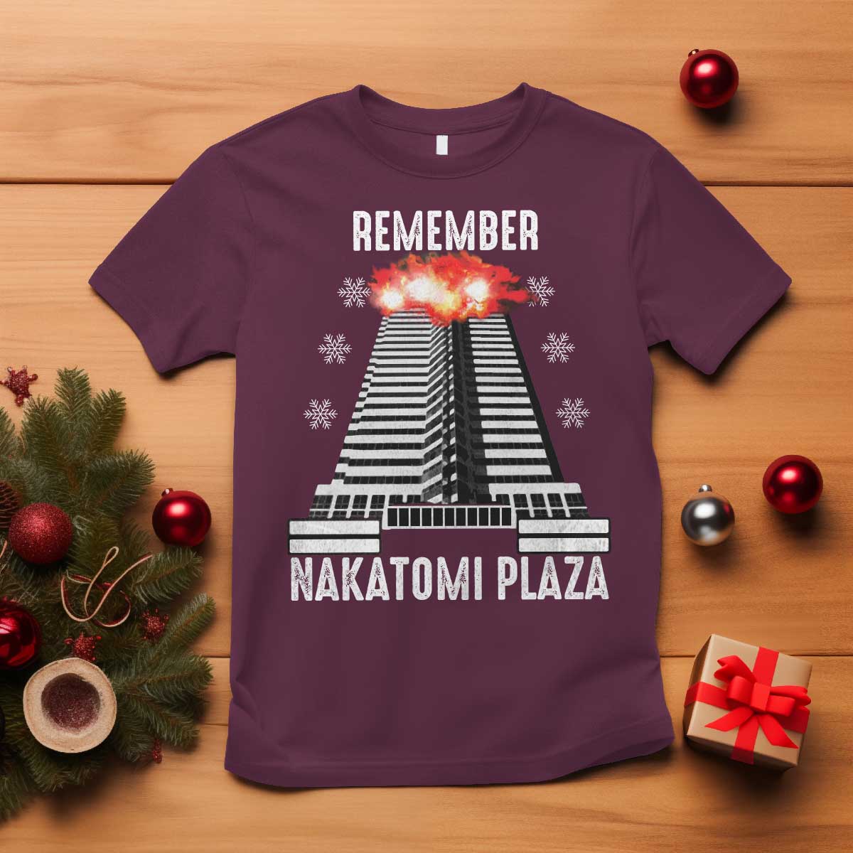 Remember Nakatomi Plaza T Shirt Christmas Party 1988 Movie TS11 Maroon Print Your Wear