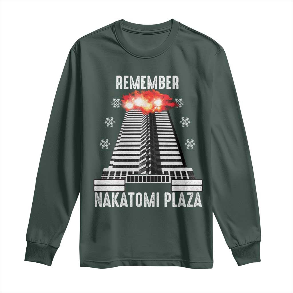 Remember Nakatomi Plaza Long Sleeve Shirt Christmas Party 1988 Movie TS11 Dark Forest Green Print Your Wear