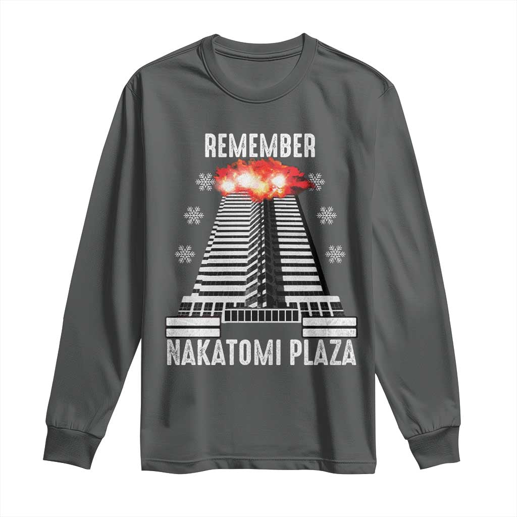 Remember Nakatomi Plaza Long Sleeve Shirt Christmas Party 1988 Movie TS11 Dark Heather Print Your Wear