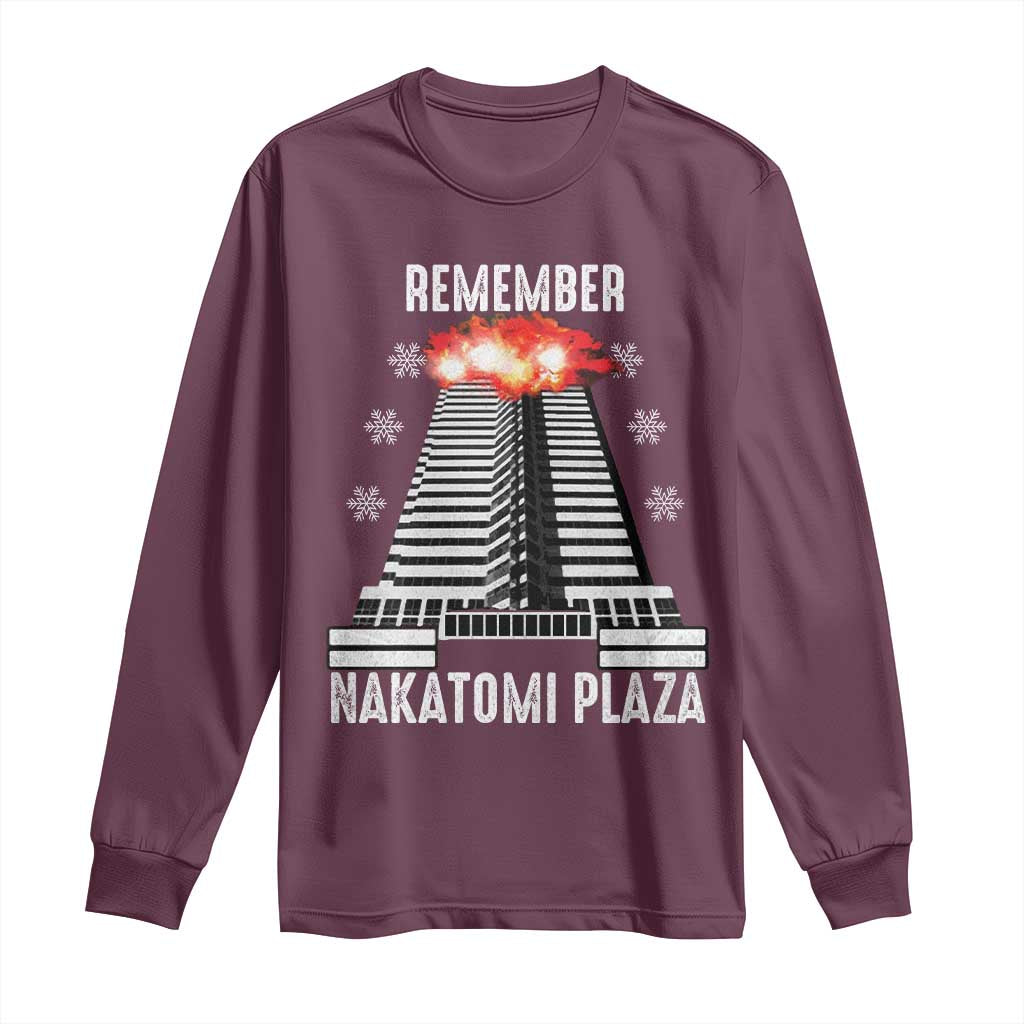 Remember Nakatomi Plaza Long Sleeve Shirt Christmas Party 1988 Movie TS11 Maroon Print Your Wear