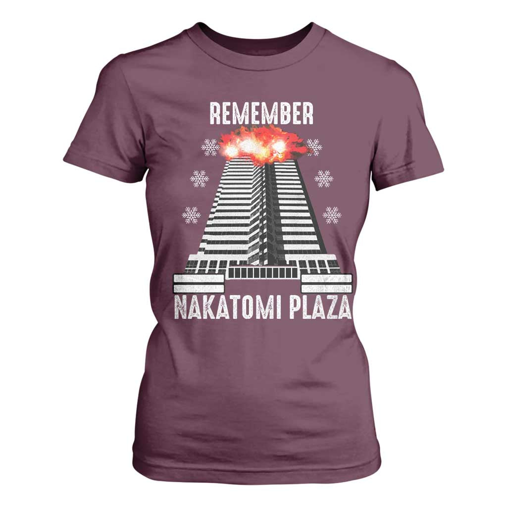 Remember Nakatomi Plaza T Shirt For Women Christmas Party 1988 Movie TS11 Maroon Print Your Wear