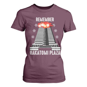Remember Nakatomi Plaza T Shirt For Women Christmas Party 1988 Movie TS11 Maroon Print Your Wear