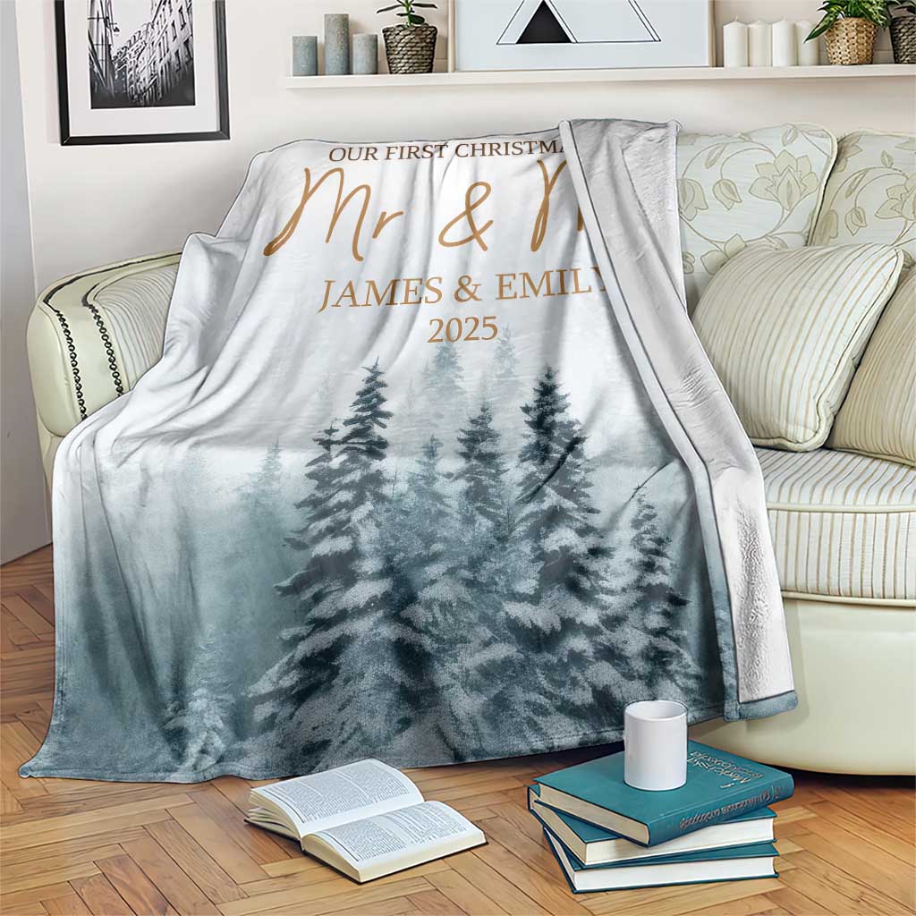 Personalized First Christmas As Mr & Mrs Throw Blanket Custom Name Couple TS11 Print Your Wear