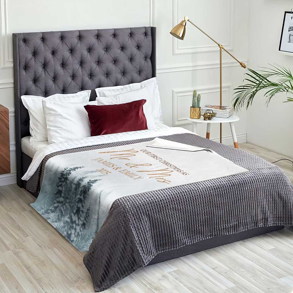 Personalized First Christmas As Mr & Mrs Throw Blanket Custom Name Couple TS11 Print Your Wear