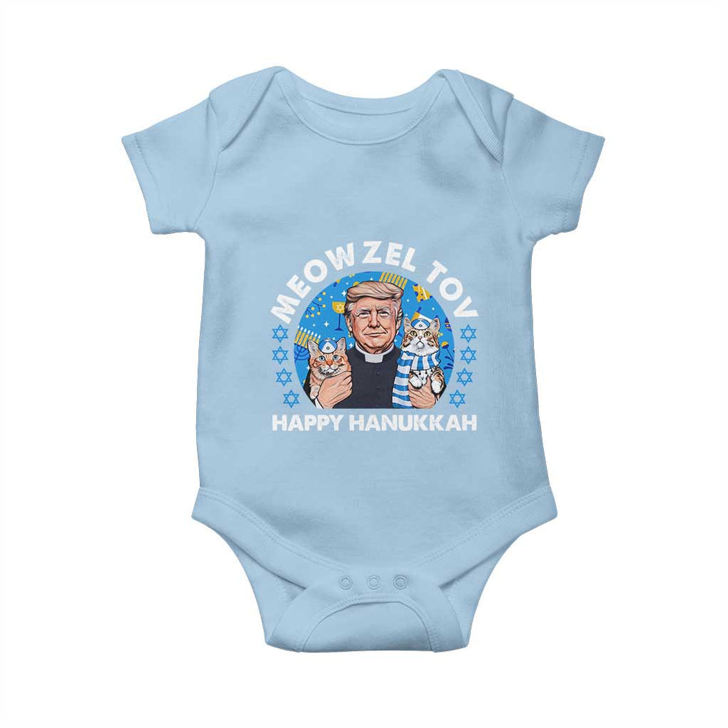 Funny Trump Cat Hanukkah Baby Onesie Meowzel Tov Happy Hanukkah David Stars TS11 Light Blue Print Your Wear