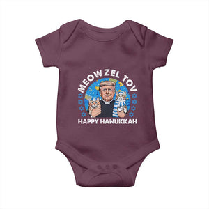 Funny Trump Cat Hanukkah Baby Onesie Meowzel Tov Happy Hanukkah David Stars TS11 Maroon Print Your Wear