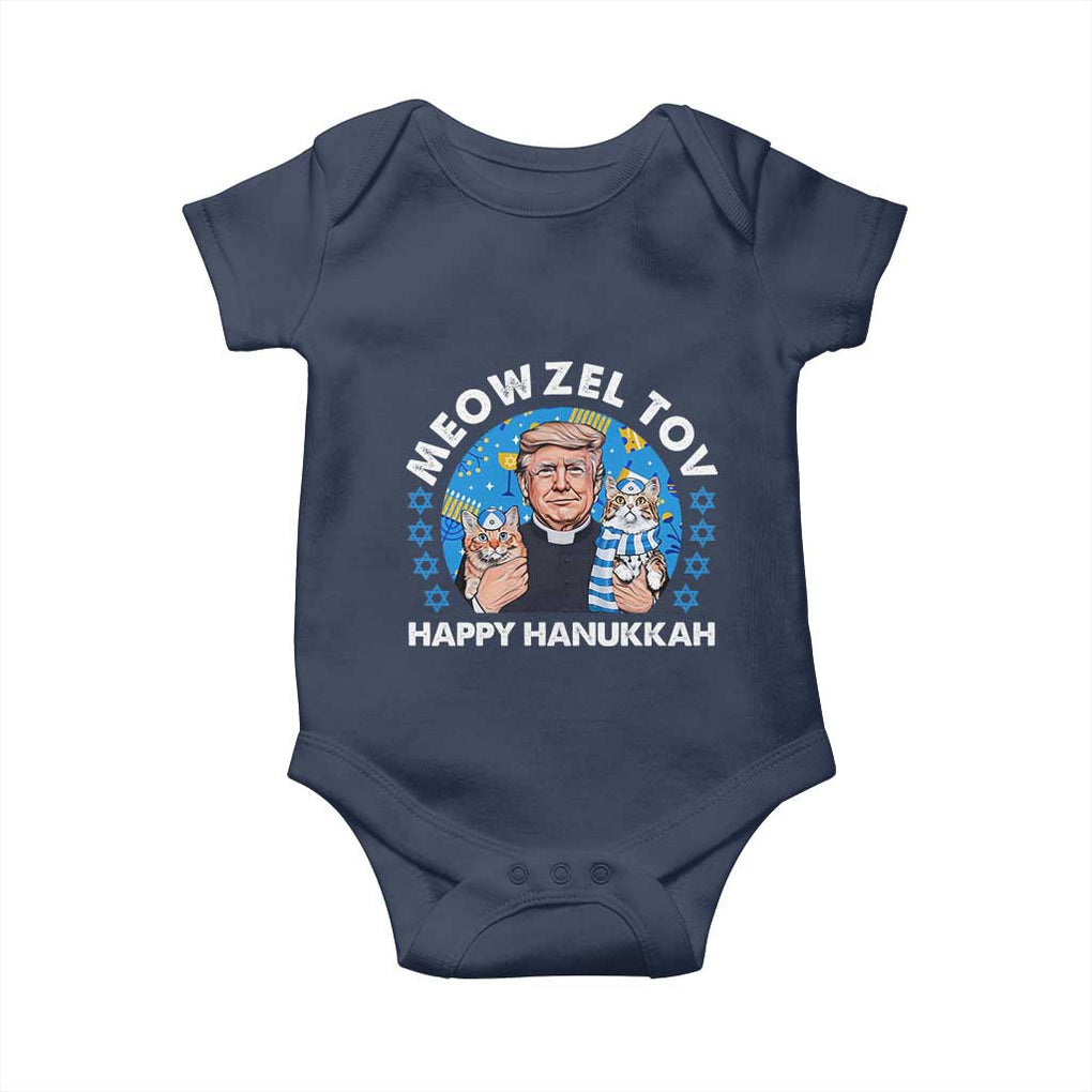 Funny Trump Cat Hanukkah Baby Onesie Meowzel Tov Happy Hanukkah David Stars TS11 Navy Print Your Wear