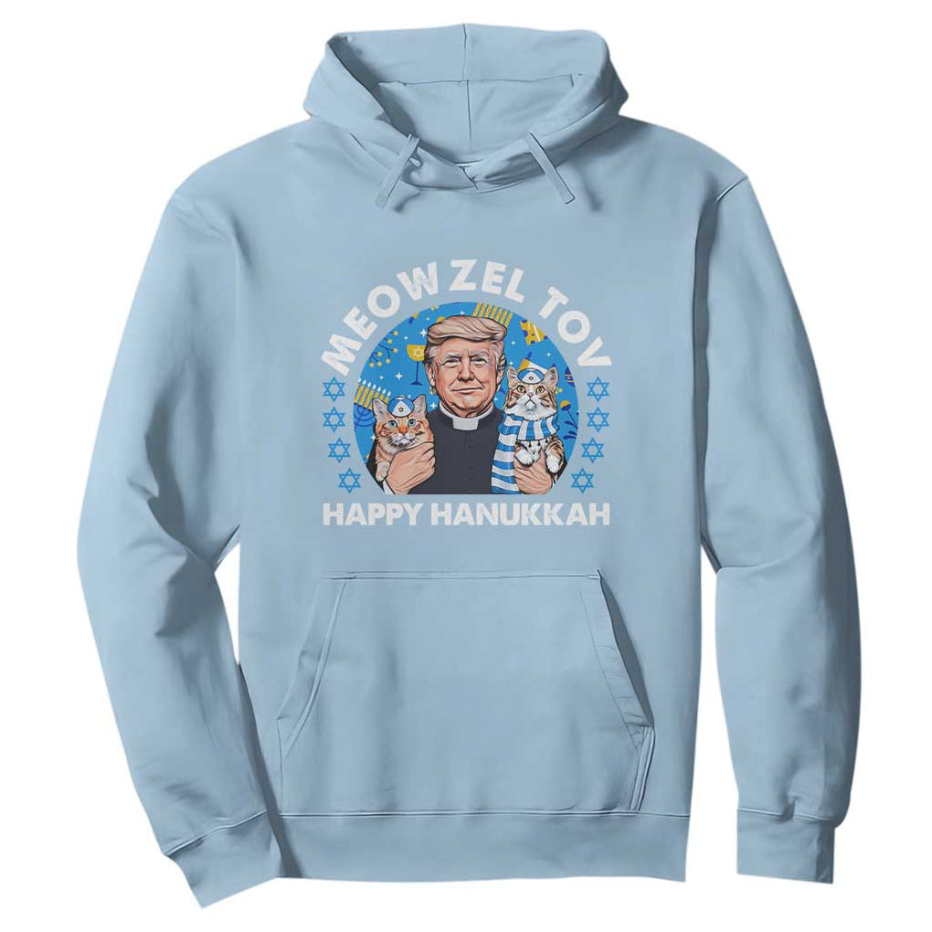 Funny Trump Cat Hanukkah Hoodie Meowzel Tov Happy Hanukkah David Stars TS11 Light Blue Print Your Wear