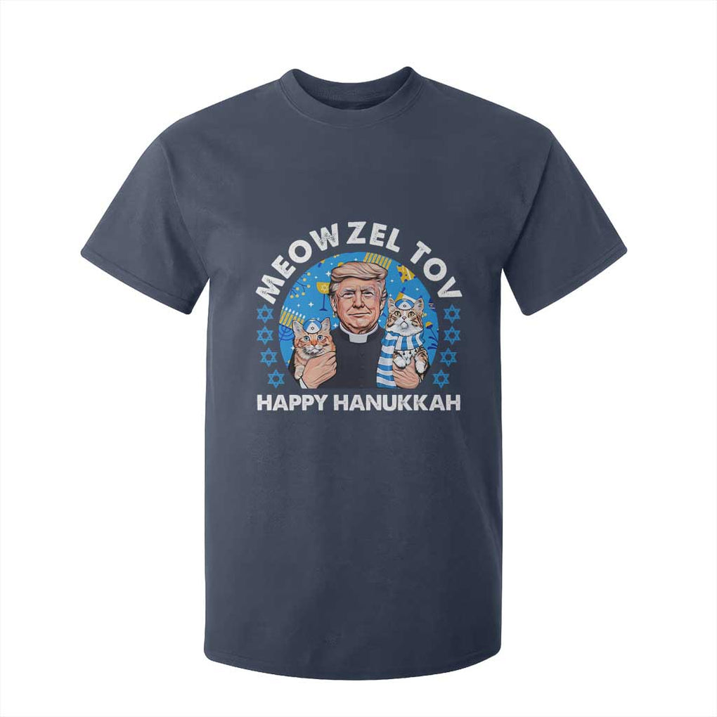 Funny Trump Cat Hanukkah T Shirt For Kid Meowzel Tov Happy Hanukkah David Stars TS11 Navy Print Your Wear
