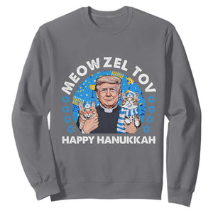Funny Trump Cat Hanukkah Sweatshirt Meowzel Tov Happy Hanukkah David Stars TS11 Charcoal Print Your Wear