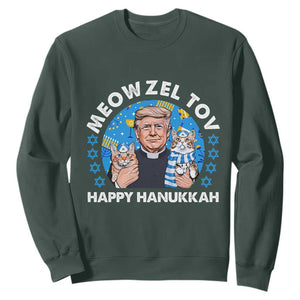 Funny Trump Cat Hanukkah Sweatshirt Meowzel Tov Happy Hanukkah David Stars TS11 Dark Forest Green Print Your Wear