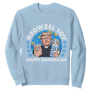 Funny Trump Cat Hanukkah Sweatshirt Meowzel Tov Happy Hanukkah David Stars TS11 Light Blue Print Your Wear