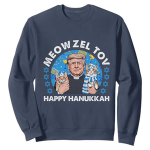 Funny Trump Cat Hanukkah Sweatshirt Meowzel Tov Happy Hanukkah David Stars TS11 Navy Print Your Wear
