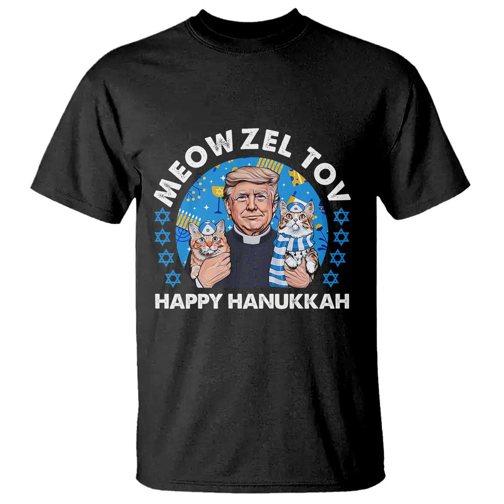 Funny Trump Cat Hanukkah T Shirt Meowzel Tov Happy Hanukkah David Stars TS11 Black Print Your Wear