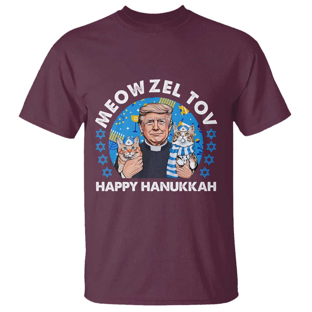 Funny Trump Cat Hanukkah T Shirt Meowzel Tov Happy Hanukkah David Stars TS11 Maroon Print Your Wear