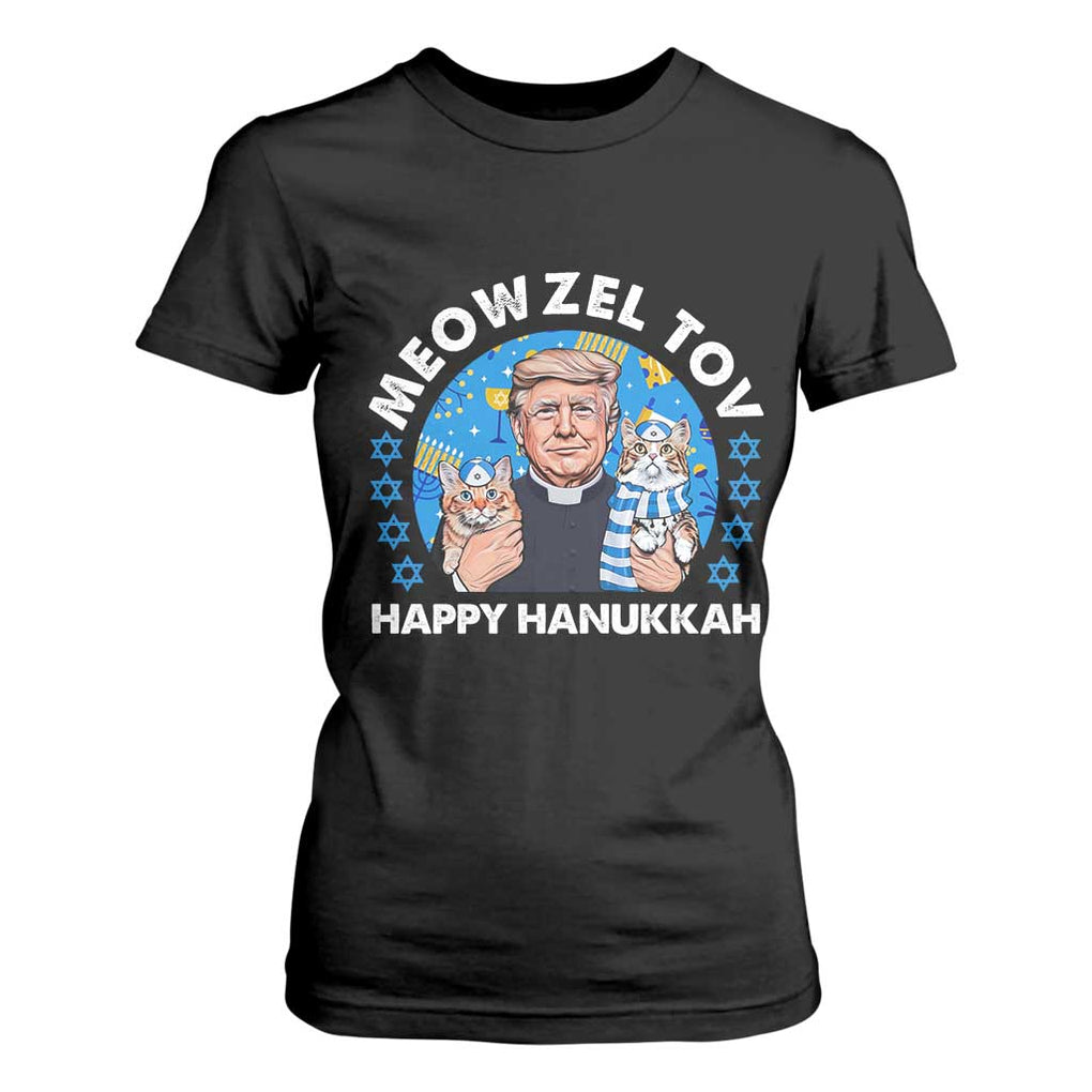 Funny Trump Cat Hanukkah T Shirt For Women Meowzel Tov Happy Hanukkah David Stars TS11 Black Print Your Wear