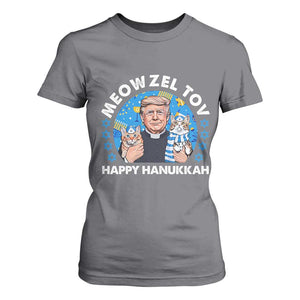 Funny Trump Cat Hanukkah T Shirt For Women Meowzel Tov Happy Hanukkah David Stars TS11 Charcoal Print Your Wear