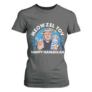 Funny Trump Cat Hanukkah T Shirt For Women Meowzel Tov Happy Hanukkah David Stars TS11 Dark Heather Print Your Wear