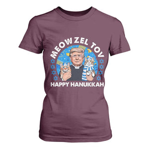 Funny Trump Cat Hanukkah T Shirt For Women Meowzel Tov Happy Hanukkah David Stars TS11 Maroon Print Your Wear