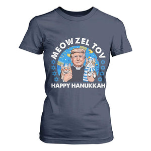 Funny Trump Cat Hanukkah T Shirt For Women Meowzel Tov Happy Hanukkah David Stars TS11 Navy Print Your Wear