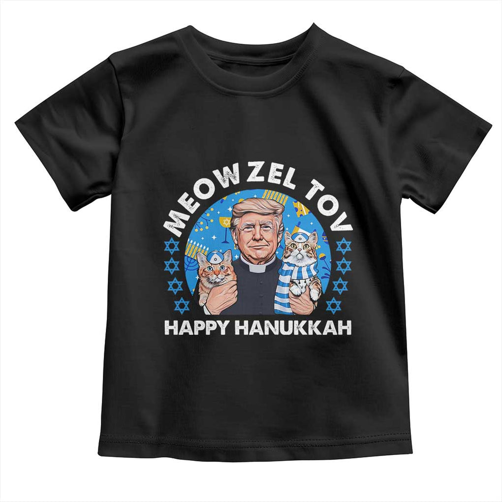 Funny Trump Cat Hanukkah Toddler T Shirt Meowzel Tov Happy Hanukkah David Stars TS11 Black Print Your Wear