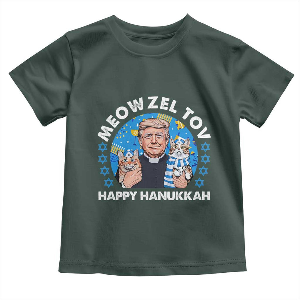 Funny Trump Cat Hanukkah Toddler T Shirt Meowzel Tov Happy Hanukkah David Stars TS11 Dark Forest Green Print Your Wear