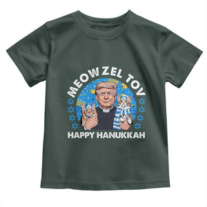 Funny Trump Cat Hanukkah Toddler T Shirt Meowzel Tov Happy Hanukkah David Stars TS11 Dark Forest Green Print Your Wear