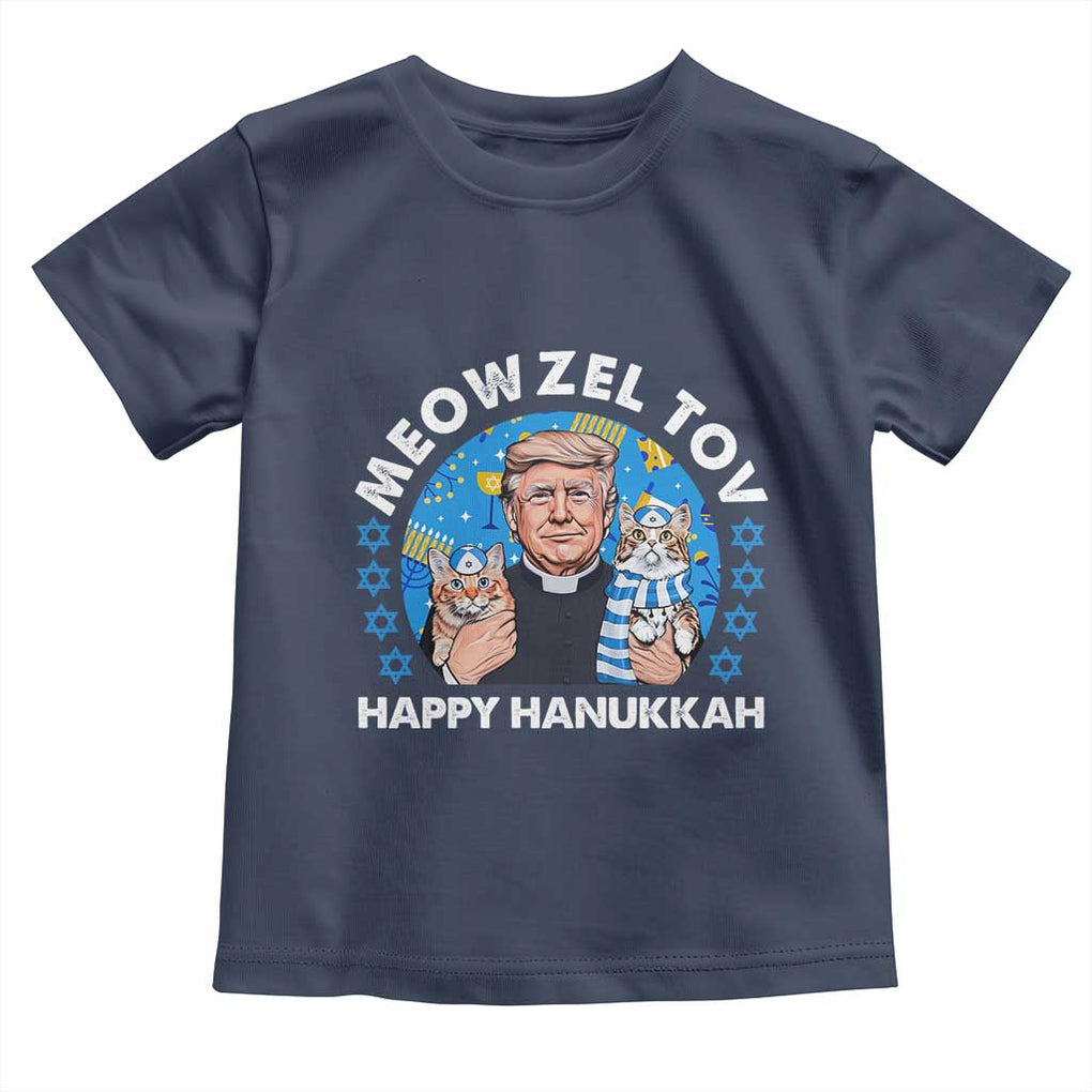 Funny Trump Cat Hanukkah Toddler T Shirt Meowzel Tov Happy Hanukkah David Stars TS11 Navy Print Your Wear