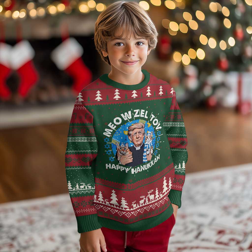 Funny Trump Cat Hanukkah Ugly Christmas Sweater Meowzel Tov Happy Hanukkah David Stars TS11 Christmas Print Your Wear