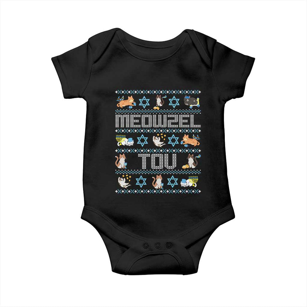Funny Hanukkah Cats Baby Onesie Meowzel Tov Chanukah Menorah David Stars TS11 Black Print Your Wear