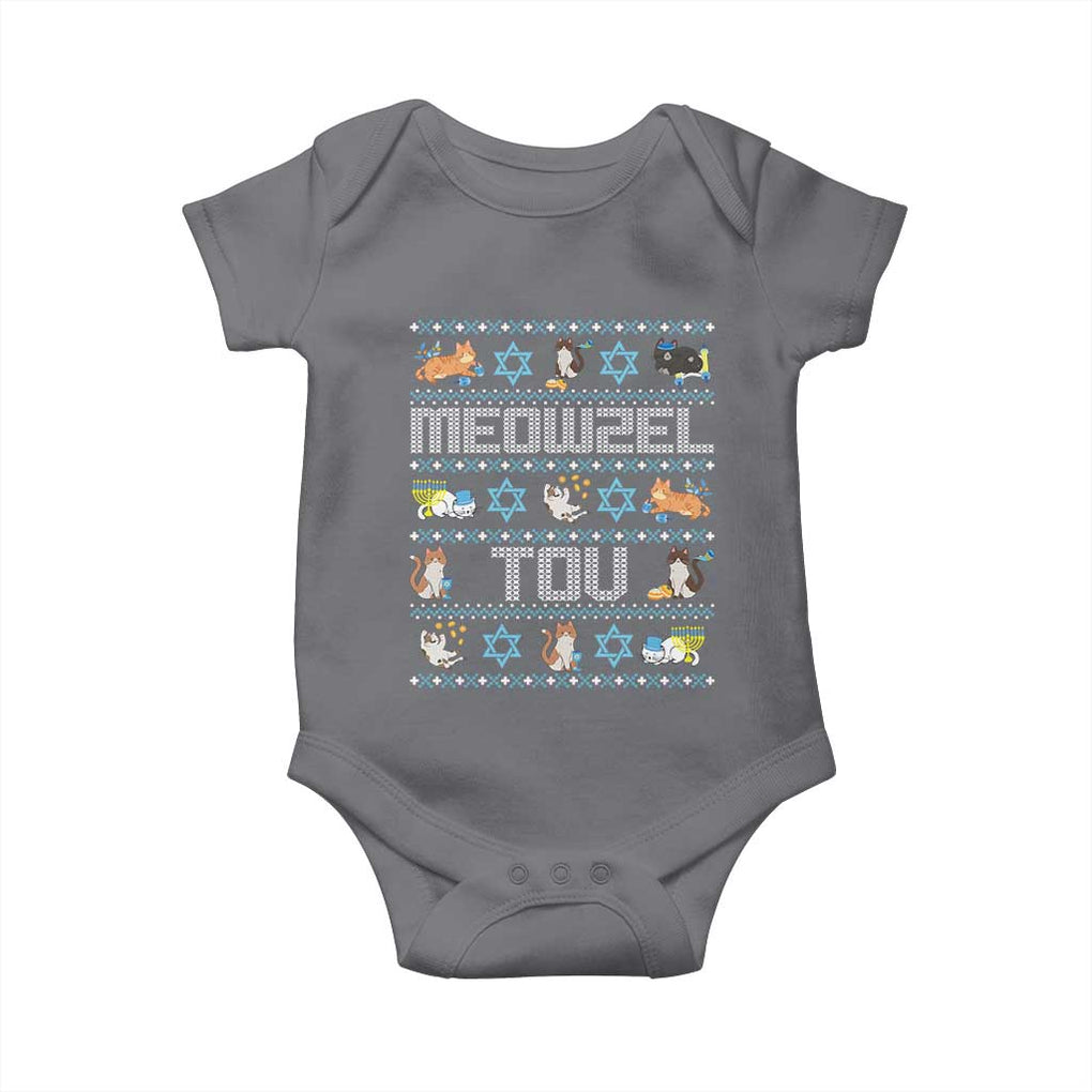 Funny Hanukkah Cats Baby Onesie Meowzel Tov Chanukah Menorah David Stars TS11 Charcoal Print Your Wear