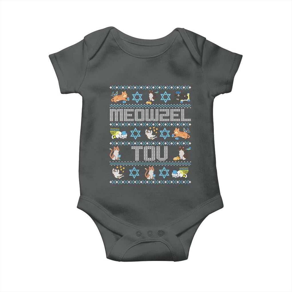 Funny Hanukkah Cats Baby Onesie Meowzel Tov Chanukah Menorah David Stars TS11 Dark Heather Print Your Wear