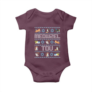 Funny Hanukkah Cats Baby Onesie Meowzel Tov Chanukah Menorah David Stars TS11 Maroon Print Your Wear