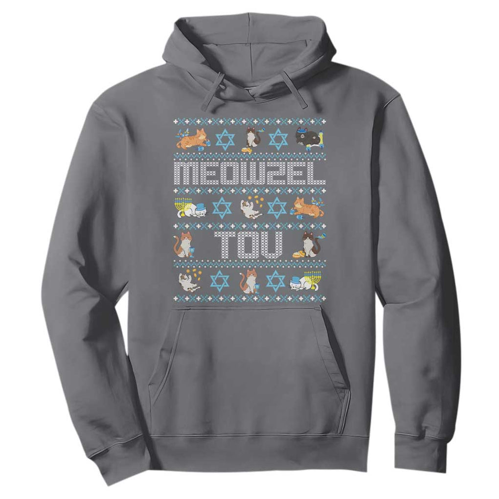Funny Hanukkah Cats Hoodie Meowzel Tov Chanukah Menorah David Stars TS11 Charcoal Print Your Wear