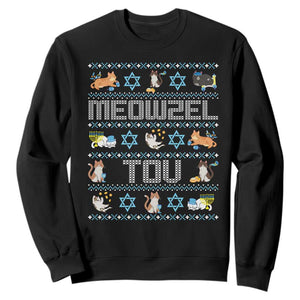 Funny Hanukkah Cats Sweatshirt Meowzel Tov Chanukah Menorah David Stars TS11 Black Print Your Wear