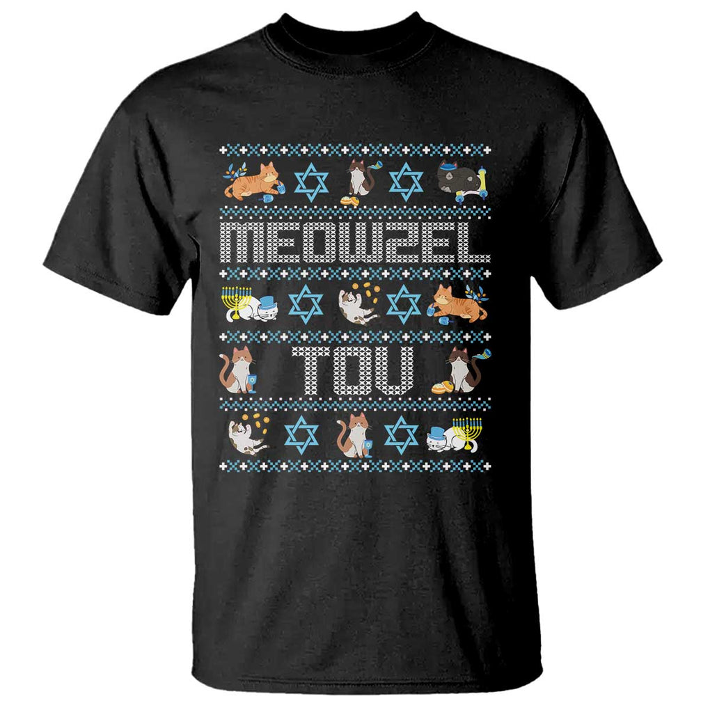 Funny Hanukkah Cats T Shirt Meowzel Tov Chanukah Menorah David Stars TS11 Black Print Your Wear