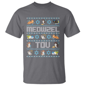 Funny Hanukkah Cats T Shirt Meowzel Tov Chanukah Menorah David Stars TS11 Charcoal Print Your Wear