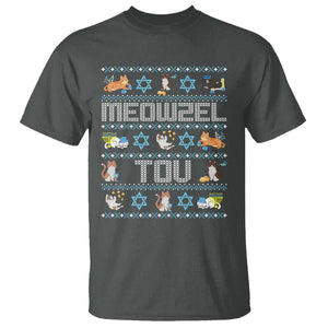 Funny Hanukkah Cats T Shirt Meowzel Tov Chanukah Menorah David Stars TS11 Dark Heather Print Your Wear