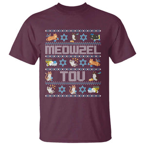 Funny Hanukkah Cats T Shirt Meowzel Tov Chanukah Menorah David Stars TS11 Maroon Print Your Wear