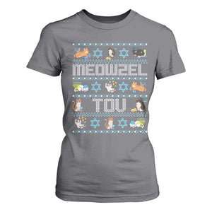 Funny Hanukkah Cats T Shirt For Women Meowzel Tov Chanukah Menorah David Stars TS11 Charcoal Print Your Wear